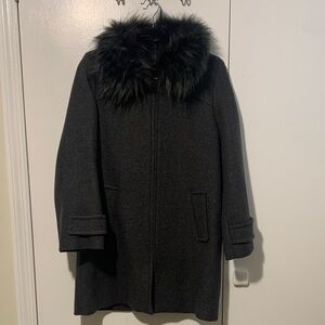 Zara Black Coat with Faux Fur Collar